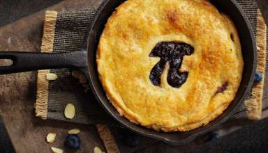 A pie decorated with the Pi sign
