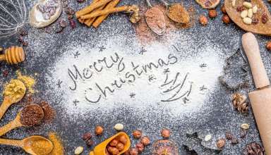 Merry Christmas written in flour